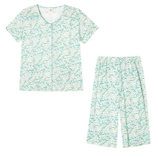 铜牛纯棉汗布半袖开襟女衫 春夏家居服短袖上衣睡衣女VS264
