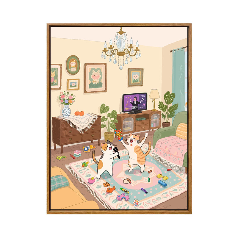 雅调小猫日记diy数字油画装饰画
