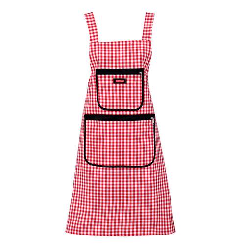 棉布围裙家用厨房防油污时尚透气拉链兜耐脏上班耐磨工作服围腰