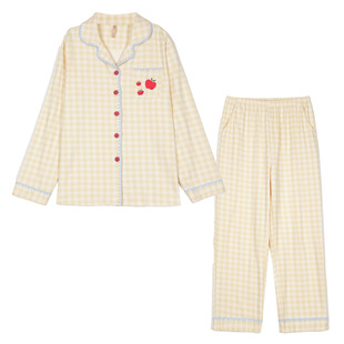 都市丽人秋冬季纯棉睡衣女长袖全棉开衫家居服套装双层加厚防静电