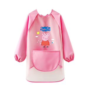 儿童画画衣画室幼儿园定制长袖TPU美术印字罩衣小猪佩奇防水围裙