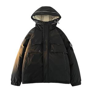 雪中飞2024秋冬新款男女同款短款连帽羽绒服情侣中性工装宽松保暖