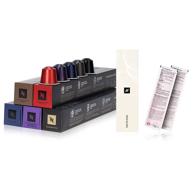 NESPRESSO奈斯派索胶囊咖啡意式浓烈套装50颗咖啡胶囊含清洁剂