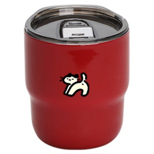 mimiyes周边丨可爱猫猫磨砂黄咖啡杯带盖设计师情侣小巧胖胖杯子