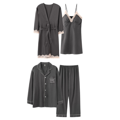 情侣春秋款冰丝性感男士吊带睡裙