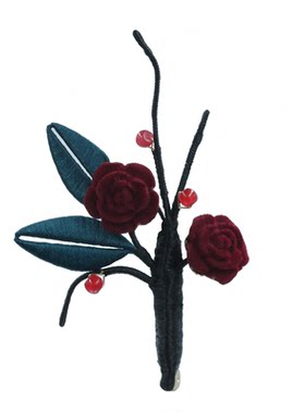 池鸢古风山茶花缠花结婚红胸针女