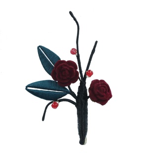 小红花胸针女款毛衣玫瑰花胸花缠花结婚红别针旗袍国风衣服装饰品