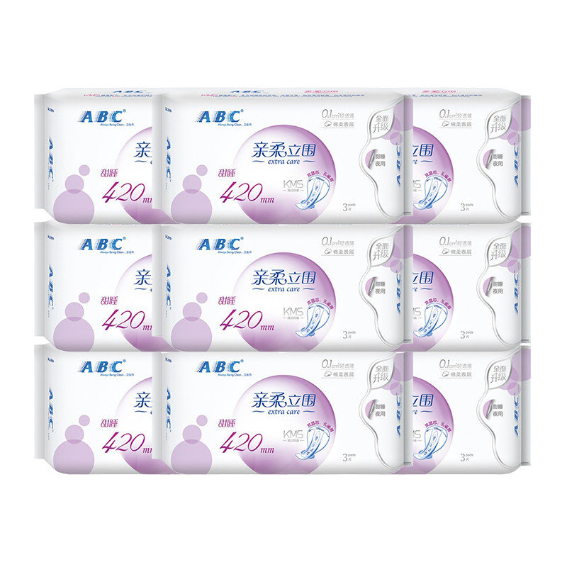 ABC纤薄卫生巾夜用420组合装整箱
