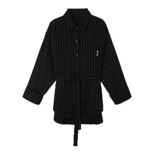 PAPERLLL辛间自在夏日亚麻条纹衬衫套装女松弛感宽松长袖防晒外套