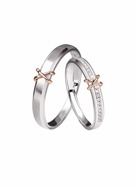 正品999纯银足银男款女情侣对戒一对恋爱戒指闭口轻奢小众高级感