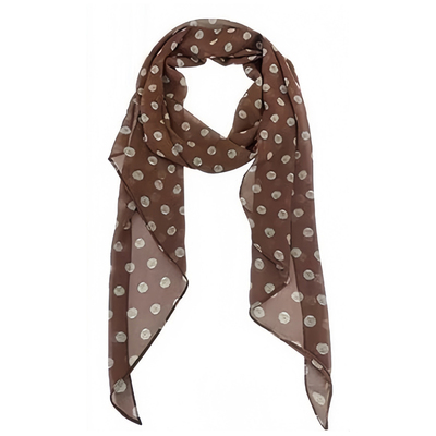 棕色波点丝巾印花高级感百搭飘带