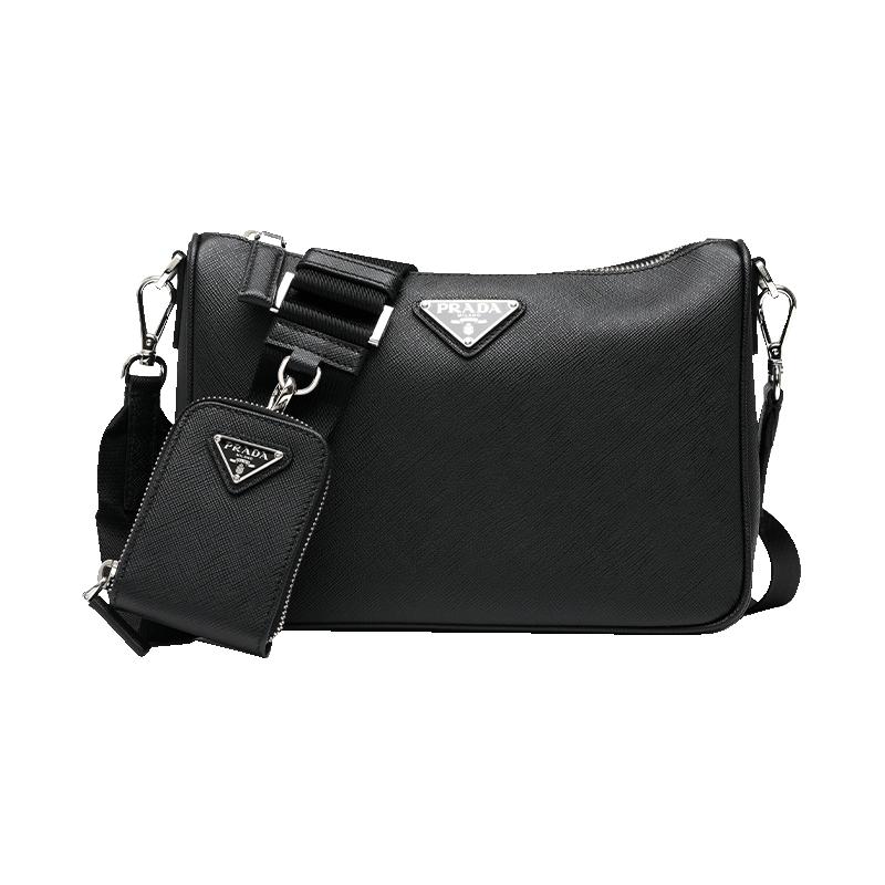 【自营】Prada/普拉达男士saffiano皮革三角徽标休闲单肩斜挎包