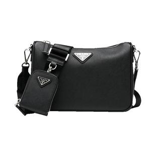 【自营】Prada/普拉达男士saffiano皮革三角徽标休闲单肩斜挎包