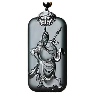 正品和田玉关公吊坠天然新疆塔青细料武财神玉牌关二爷玉佩关羽男