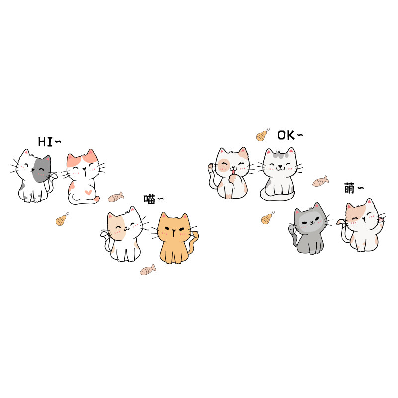 可爱小猫透明玻璃门贴画