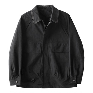 LUUD 哈灵顿功能性大口袋防风飞行员夹克男秋冬牛仔翻领拼接外套