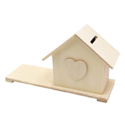 木质白坯卡通房子汽车存钱罐