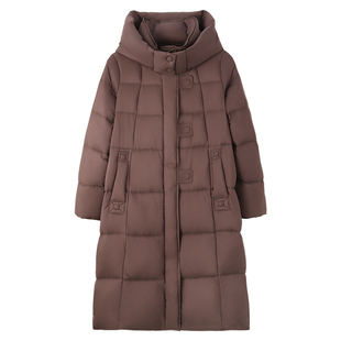 Mind Bridge2025新款连帽羽绒服女士中长款加厚外套冬季保暖夹克