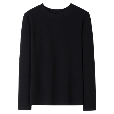 黑色纯棉修身加厚保暖打底衫女