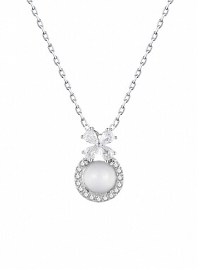 「在逃公主」冰透天然白玉髓项链女生纯银轻奢小众高级感生日礼物