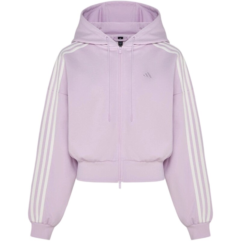 adidas阿迪达斯女子三条纹舞蹈风宽松短款休闲连帽夹克外套KZ4197