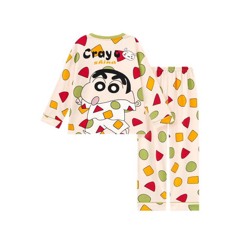 蜡笔小新青少年睡衣男纯棉长袖春睡衣/家居服套装