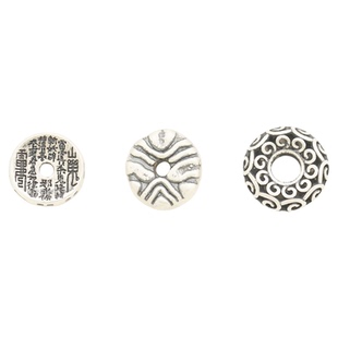 足银隔珠 镂空卷草纹山鬼花钱不规则圆片 S999纯银DIY手链配件