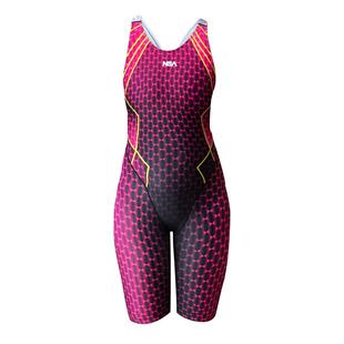 nsa连体中腿裤泳衣女修身遮肚显瘦专业训练竞速运动平角游泳衣