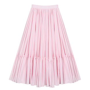 文艺女裙2026春纯棉新款法式复古荷叶边收腰显瘦半身裙大摆裙长裙