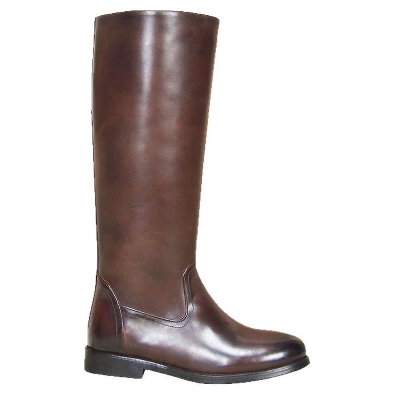 马靴套筒无拉链深棕色牛真皮阅仪仗队男长马术骑士骑靴