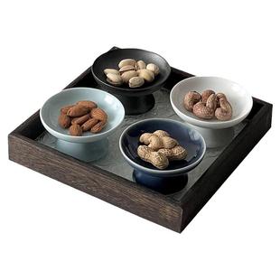 复古中式陶瓷干果盘套装家用精致茶点盘糕点盘高脚盘水果盘小碟子