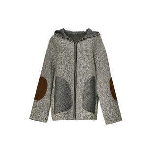 REFUSE CLUB 25AW 花灰撞色拼接连帽羊毛外套