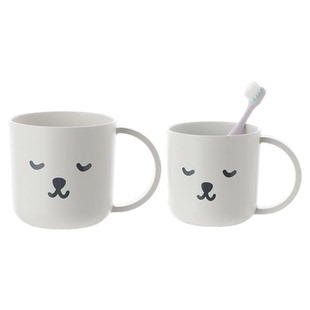 霜山小熊印花牛奶杯子可爱家用刷牙杯牙缸便携办公室漱口杯200ml