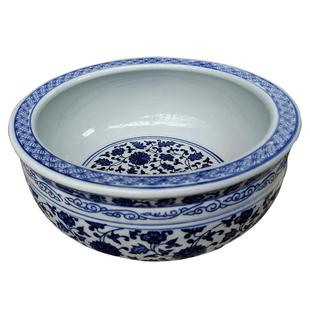 富贵竹水仙花造景盆仿古青花瓷和面水浅金鱼缸家用茶洗陶瓷乌龟缸