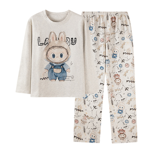 卡之恋秋季睡衣女款长袖加厚带胸垫冬纯棉布料100全棉学生家居服