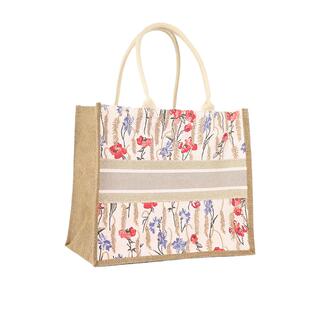 麻布拉链购物袋女手提包大容量印花帆布包防水托特潮流背包加logo