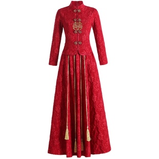 中式敬酒服新娘套装2025秋冬新款订婚回门结婚礼服复古秀禾服嫁衣