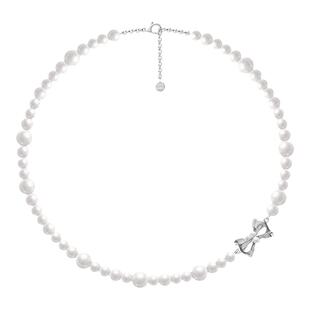 GOOGMO铃兰系列天然淡水珍珠项链女轻奢小众蝴蝶结锁骨链时尚颈饰