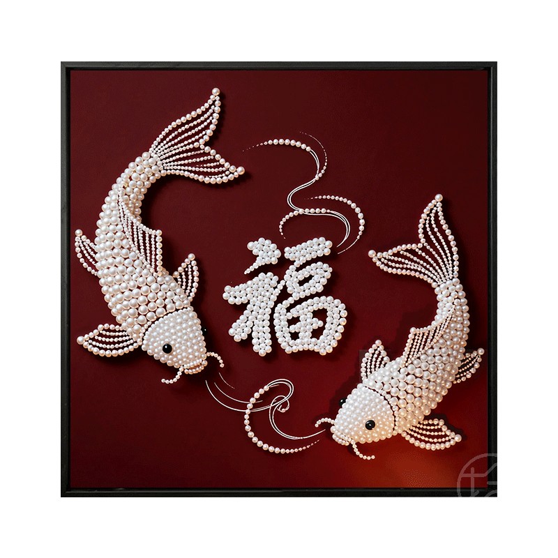 新中式福字珍珠画diy高级感挂画