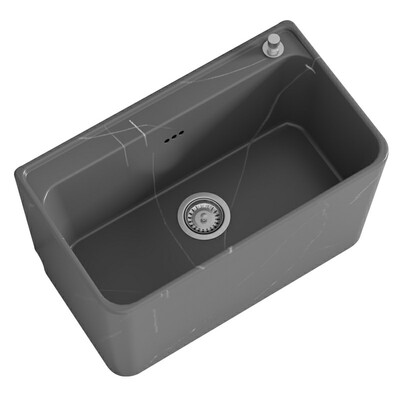 网红灰色岩板纹理陶瓷拖把池