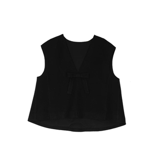 琪琪微微胖大码女装蝴蝶结V领背心马甲+半裙套装女秋冬显瘦两件套