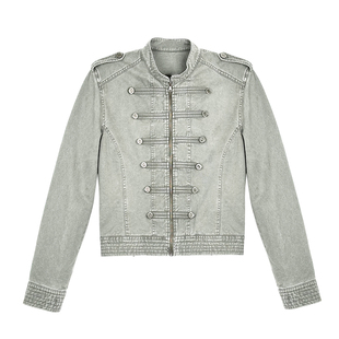 weave 贵气宫廷短款排扣夹克水洗做旧复古短款修身拿破仑外套