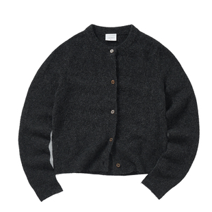 714street亲肤羊毛混纺毛衣圆领开衫2025秋冬款外套针织衫女上衣