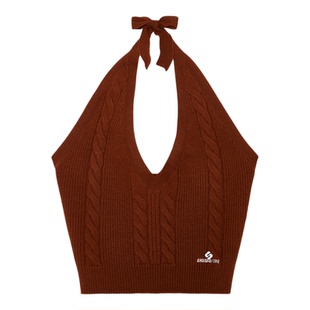 【SALE】【SHUSHUTONG】蕾虎挂脖针织吊带百搭秋冬女上衣打底甜美