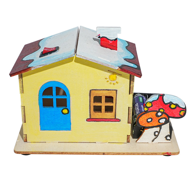 七彩灯光小屋手工diy物理电路