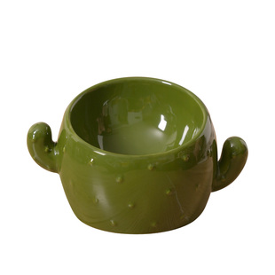 LENYVASEN 陶瓷宠物碗仙人掌大口径猫碗猫盆防打翻保护颈椎易清洗