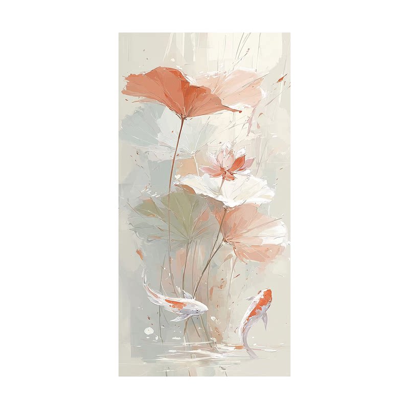白鹿艺术纯手绘油画新中式风挂画