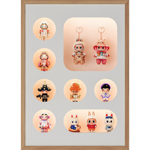 星光潮汐手办收纳装饰灯画玄关发光挂画客厅拉布布盲盒展示架上墙