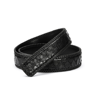 单皮带男士手工编织真蟒蛇皮平滑扣针扣无头裤腰带身不配不含头潮