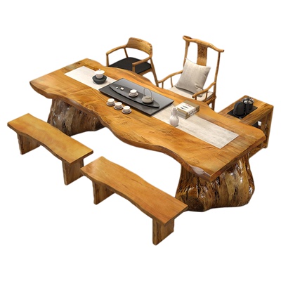 实木茶桌自然边新中式禅意泡茶台